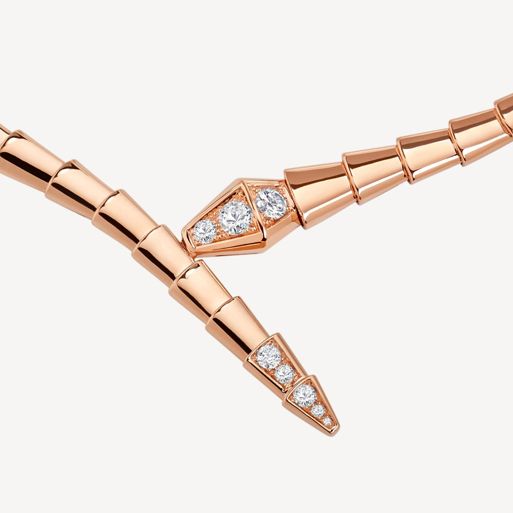 18K BVLGARI Serpenti Viper Demi-Pave Diamonds Necklace