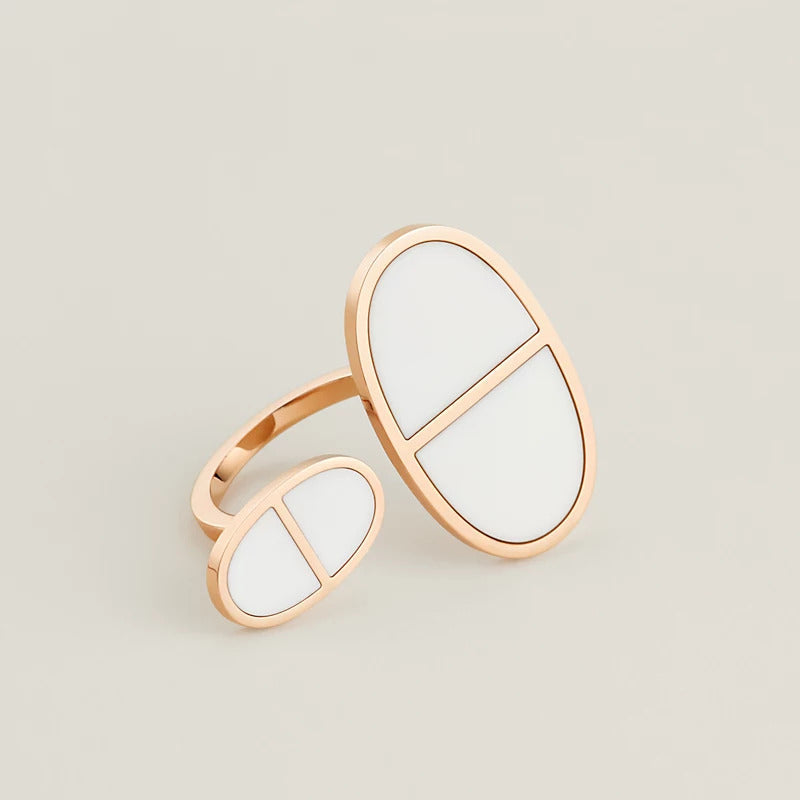 18K Chaine D'ancre Verso Large Hermes Ring
