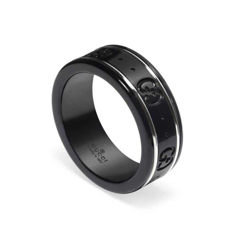18K Double Gucci Icon Black Corundum Ring