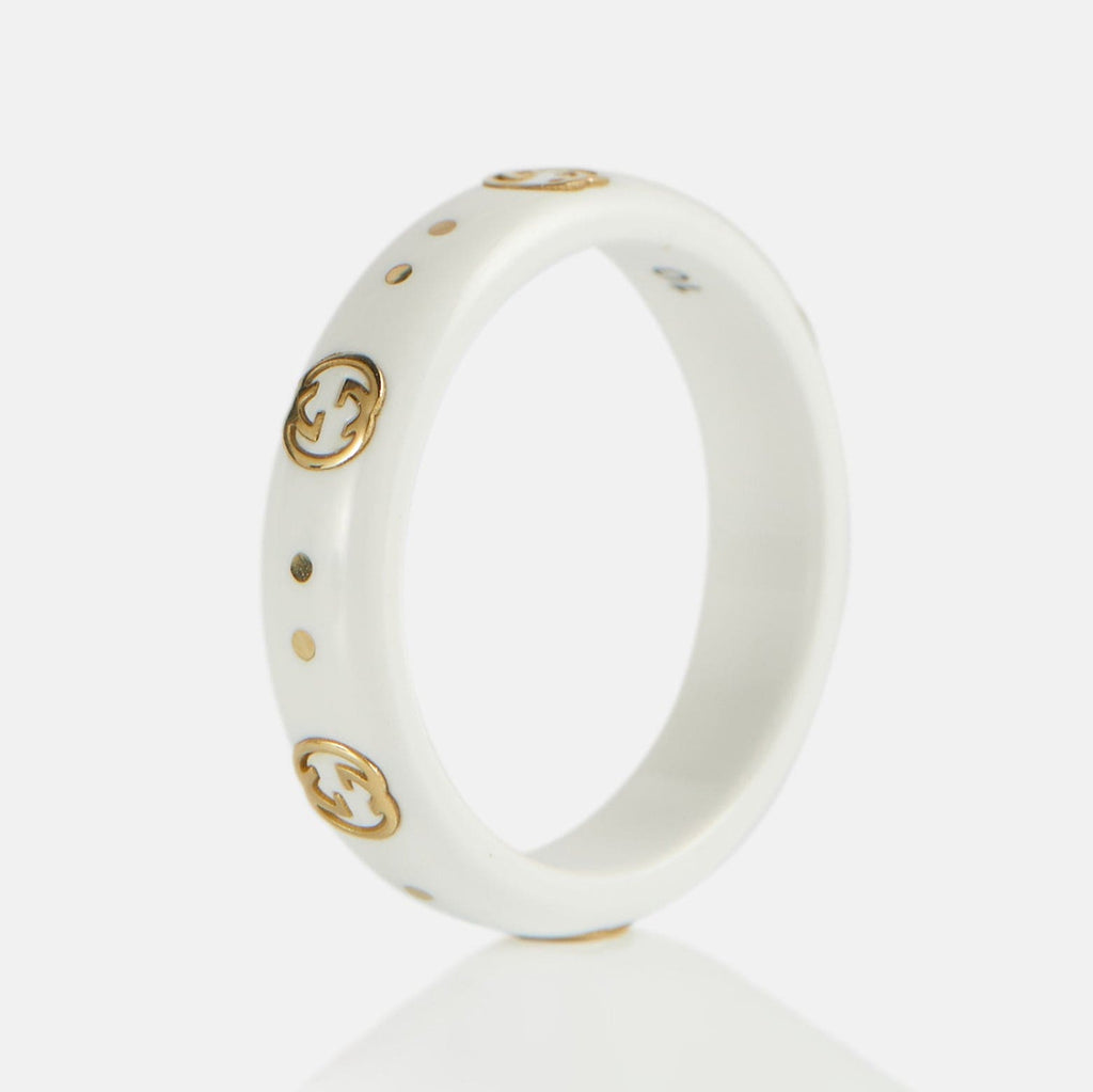 18K Double Gucci Icon White Zirconia Ring