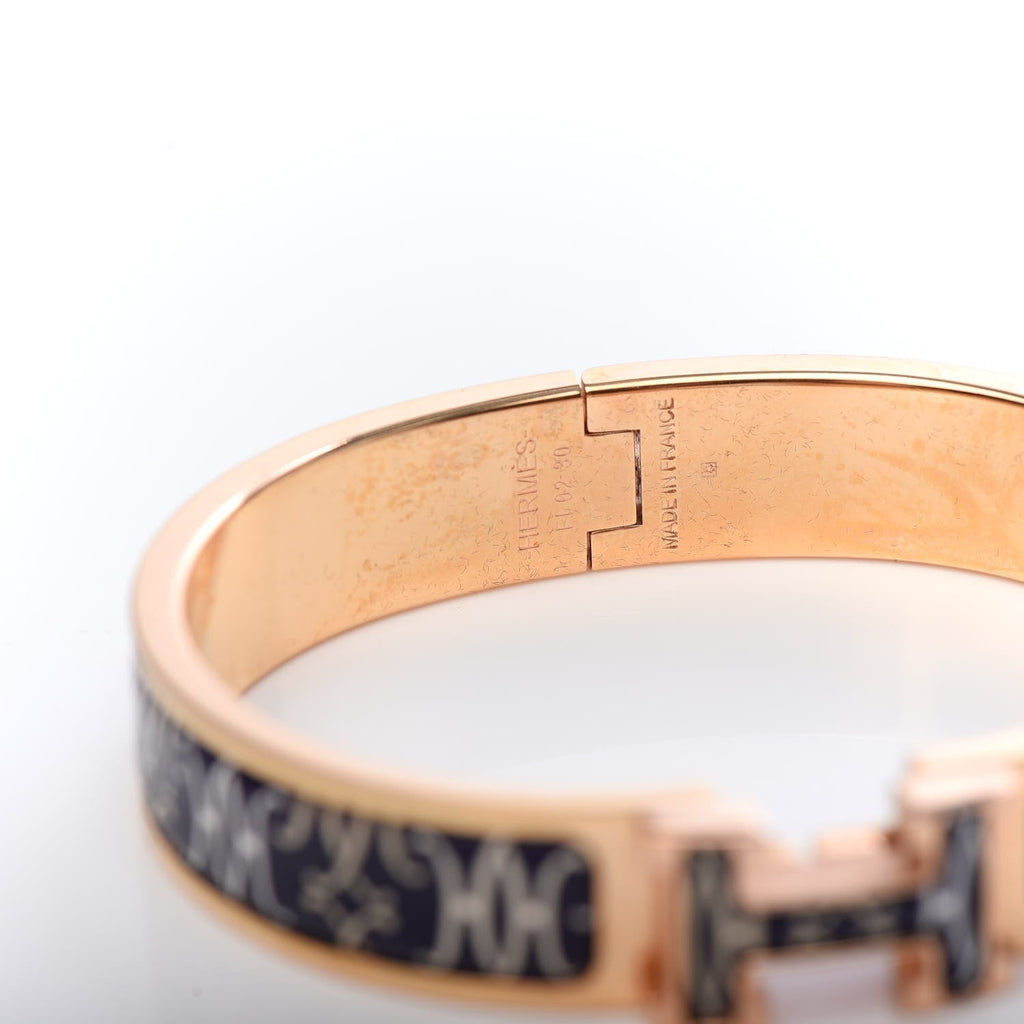 18K Clic Hermes H Lift Black Bracelet
