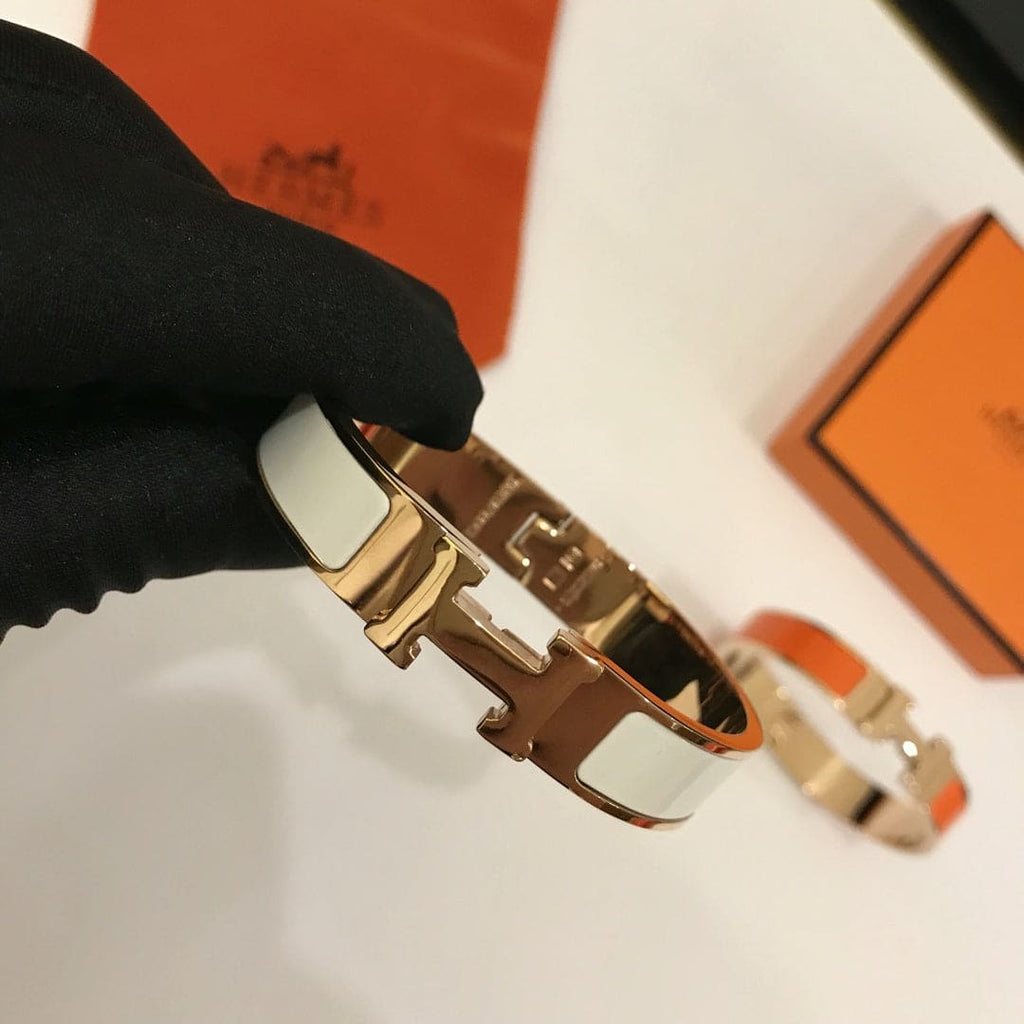 18K Clic Hermes White Bracelet