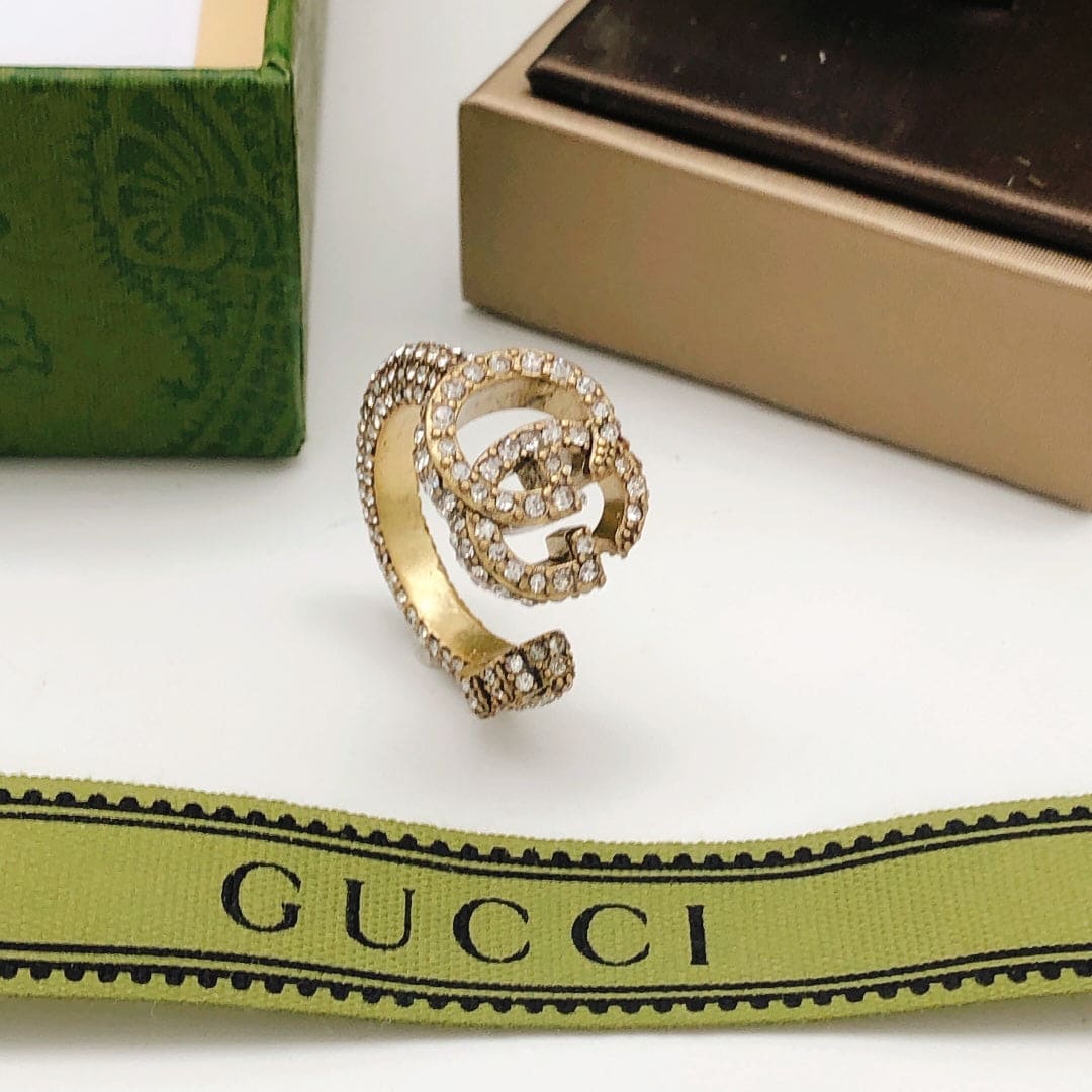 18K Double Gucci Crystal Ring