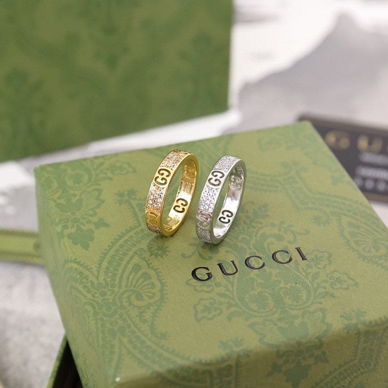 18K Double Gucci Icon Full Diamonds Ring