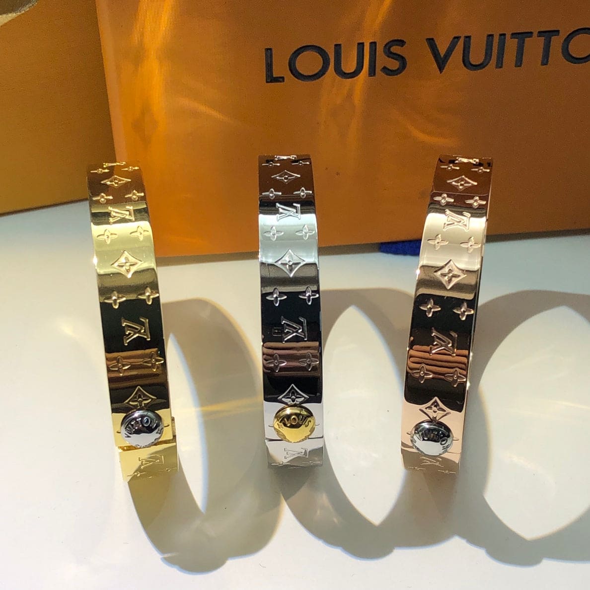 18K Louis Vuitton Nanogram Cuff Bracelet
