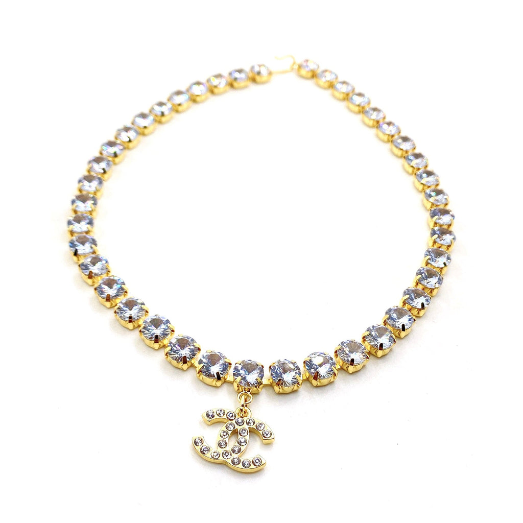 18K  Chanel Crystals Chain Necklace