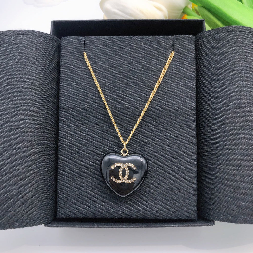 18K  Chanel Black Heart Necklace