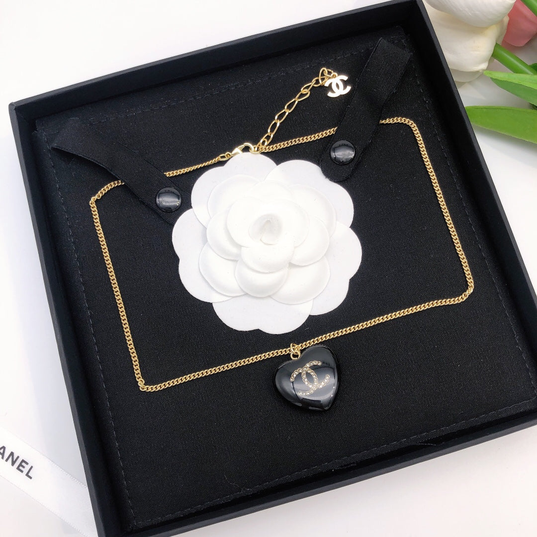 18K  Chanel Black Heart Necklace