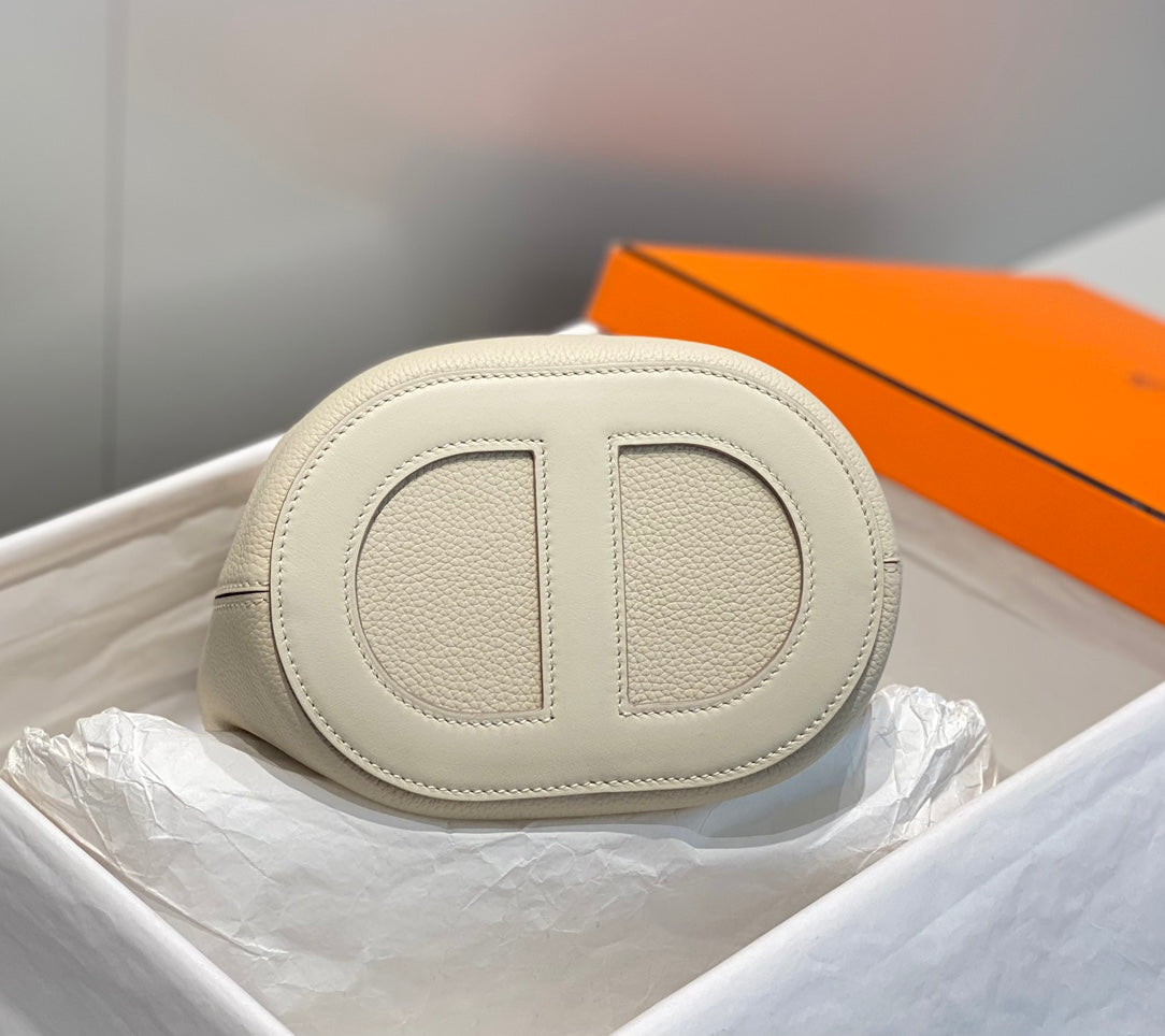 HERMES 25S IN THE LOOP 18 IN IVORY CALFSKIN SILVER HARDWARE