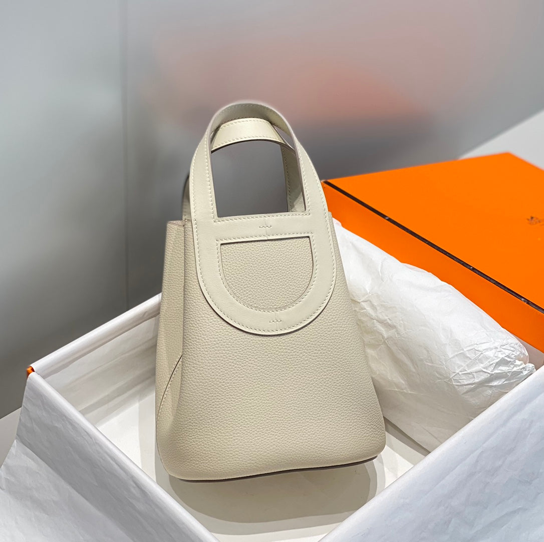 HERMES 25S IN THE LOOP 18 IN IVORY CALFSKIN SILVER HARDWARE