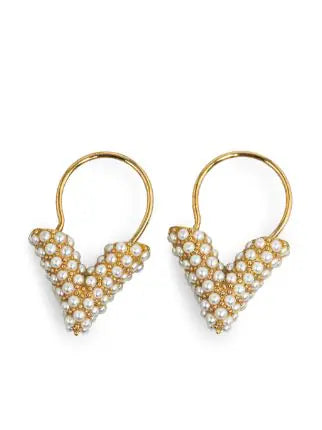 18K Louis Vuitton Essential V Perle Hoop Earrings
