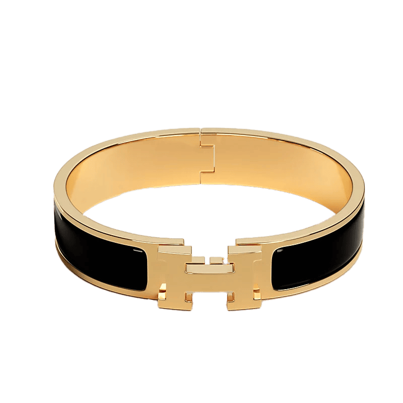 18K Clic Hermes Black Bracelet