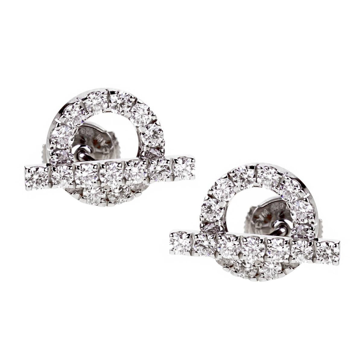 18K Finesse Diamond Stud Hermes Earrings