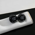 18K  Chanel Black Round Earrings