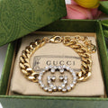 18K Double Gucci Interlocking Gucci Diamond Chain Bracelet