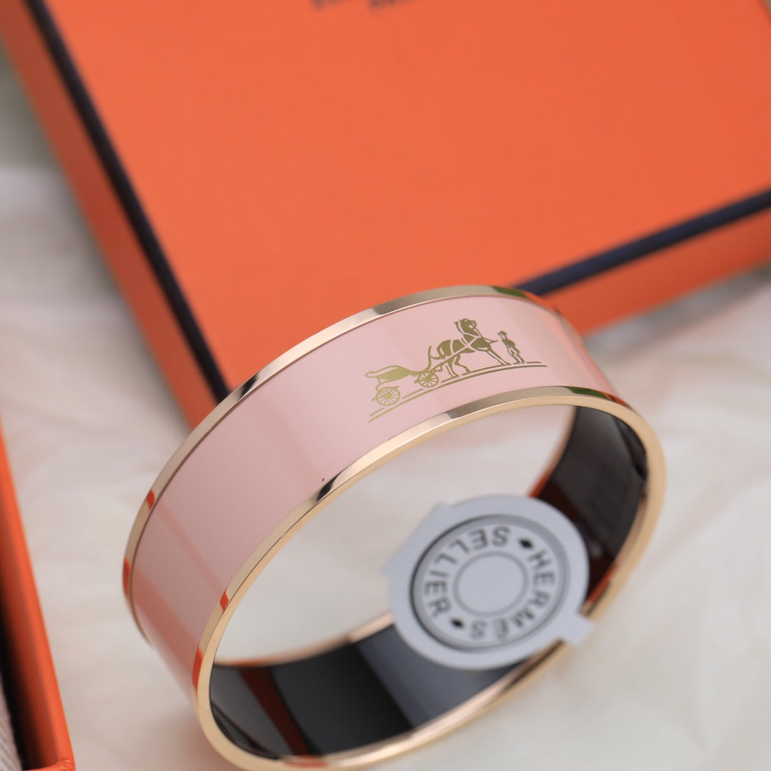 18K Enamel Cal¨¨che Wide Bangle Hermes Bracelet
