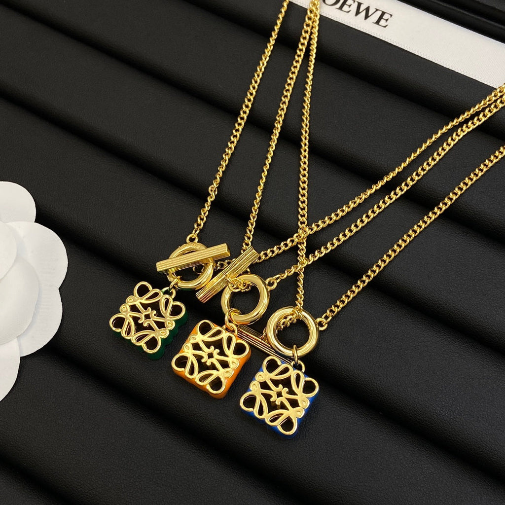 18K LOEWE Anagram Pendant Necklace
