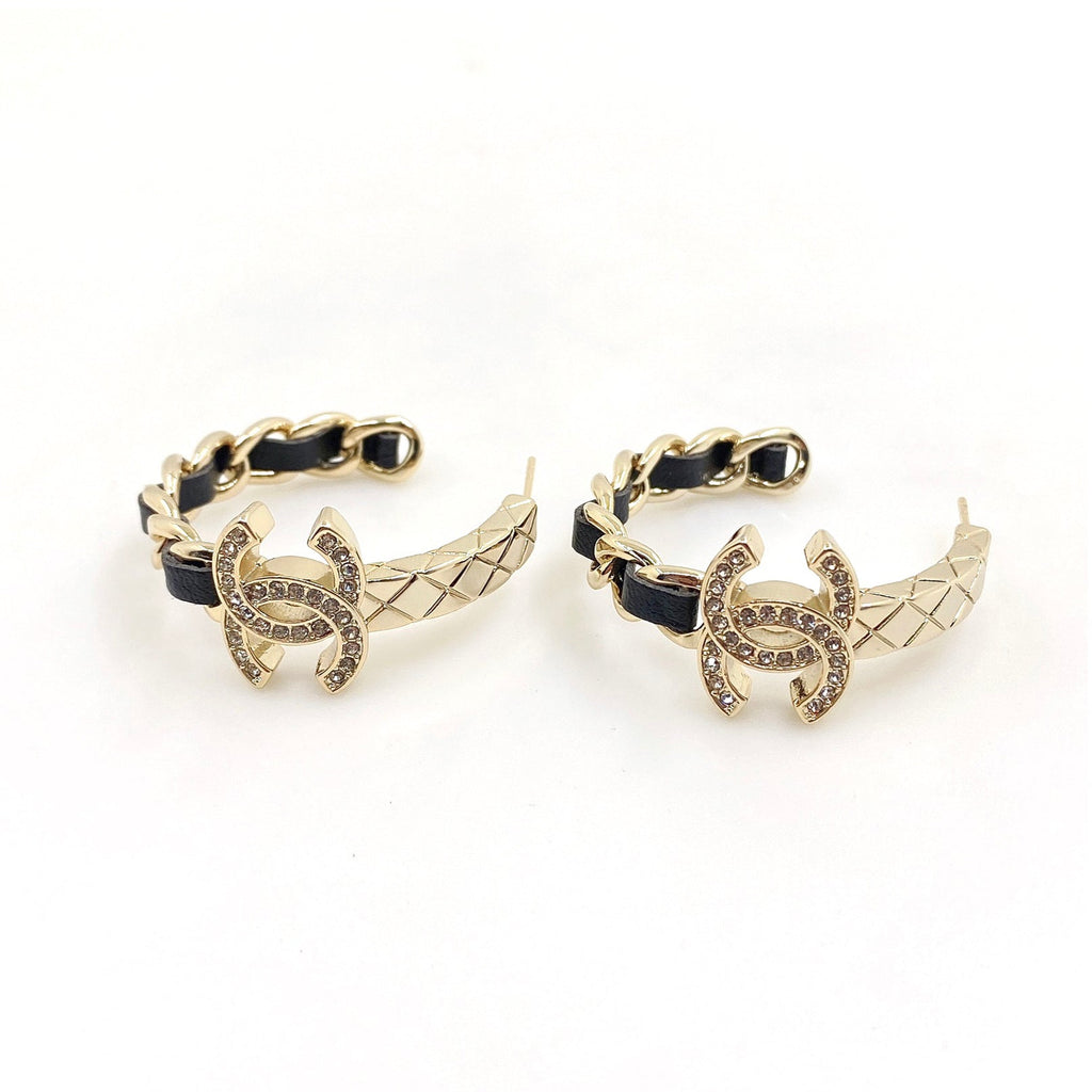 18K  Chanel Black Open Earrings