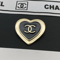 18K  Chanel Black Heart Gold Brooch