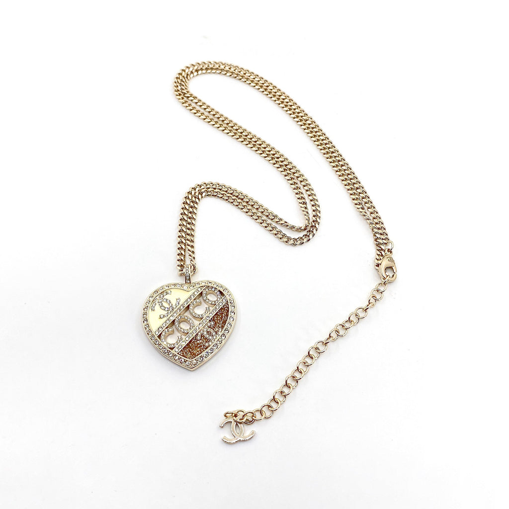 18K  Chanel Heart Diamond Chain Necklace