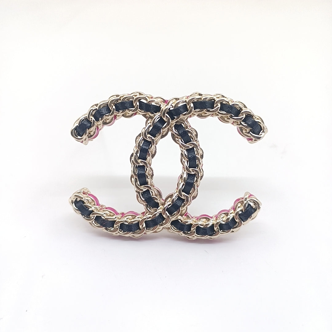 18K  Chanel Leather Pink Brooch