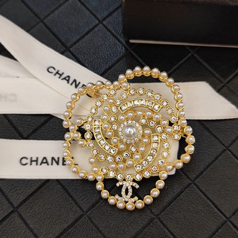 18K  Chanel Camellia Pearl Brooch