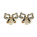 18K  Chanel Bow Tie Strass Earrings
