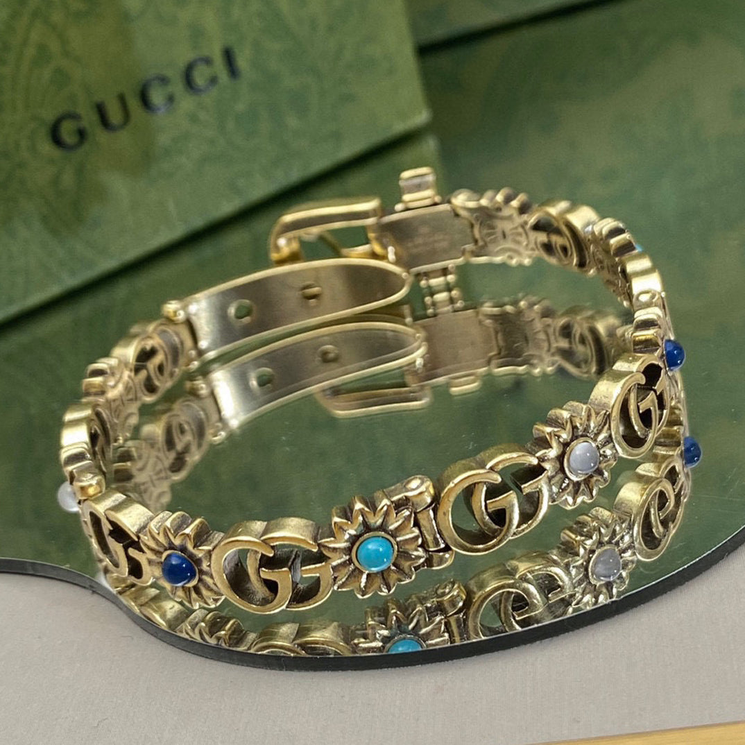 18K Double Gucci Flowers Bracelet