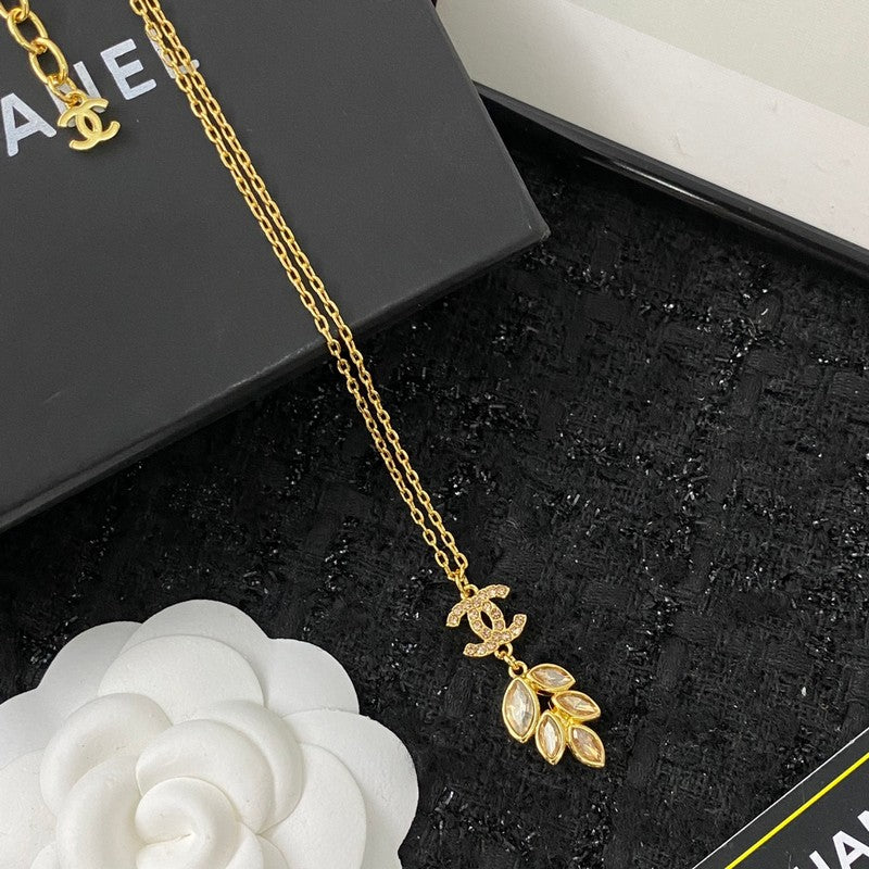 18K  Chanel Flower Crystal Necklace