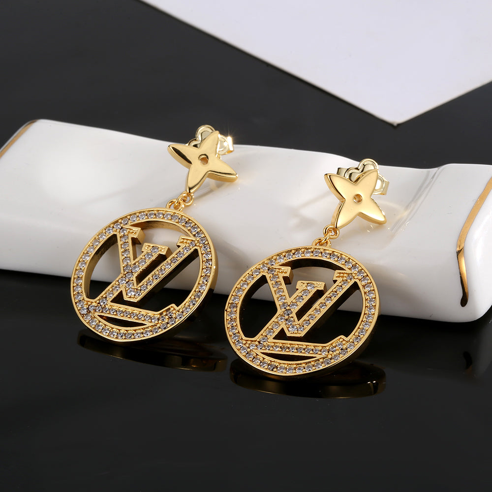 18K Louis Vuitton Star Pendant Earrings