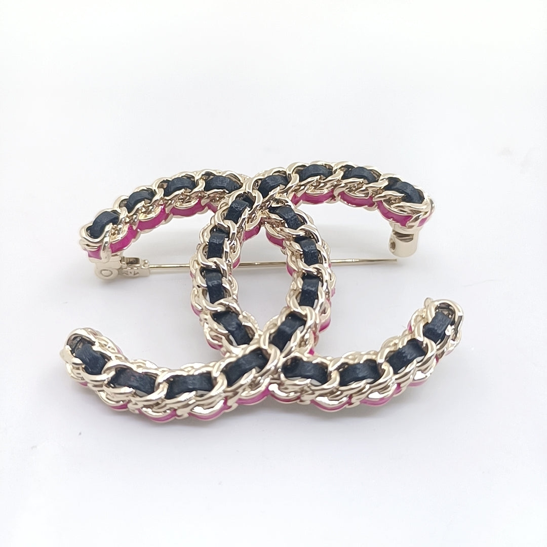 18K  Chanel Leather Pink Brooch