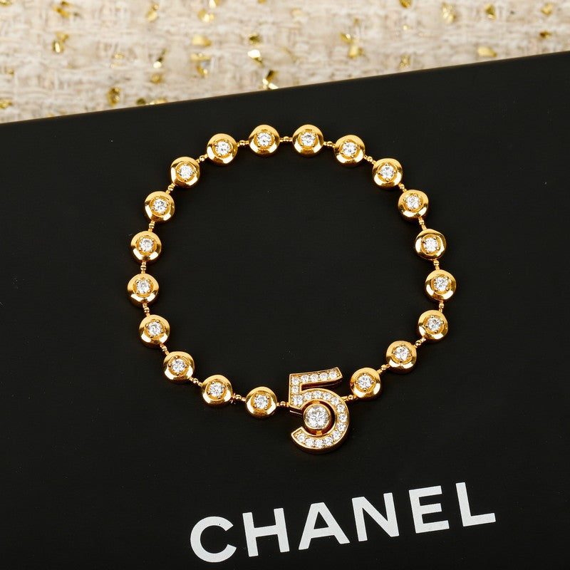 18K  Chanel NO.5 Diamond Gold Bracelet