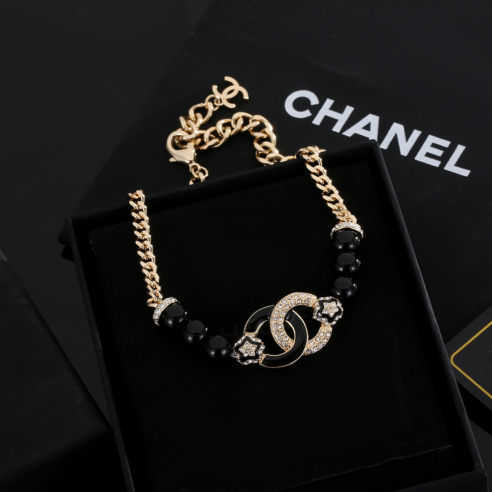 18K  Chanel Black Pearls Diamonds Necklace