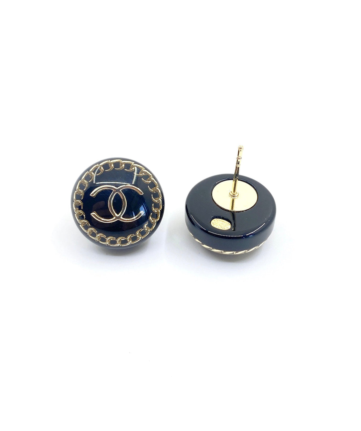 18K  Chanel Circle Resin Earrings