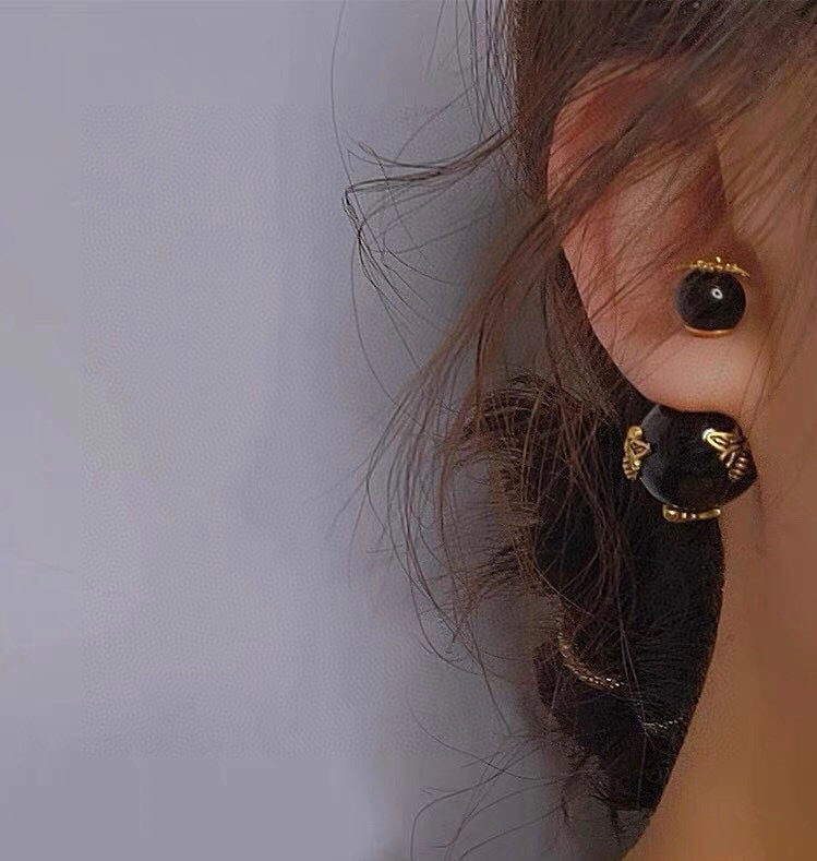 18K Dior Tribales Black Earrings