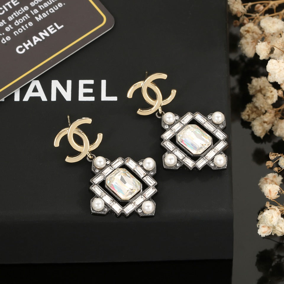 18K  Chanel Crystal Earrings