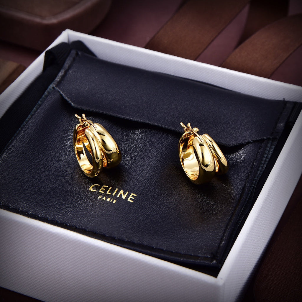 18K Celine Formes Abstraites Hoops Earrings