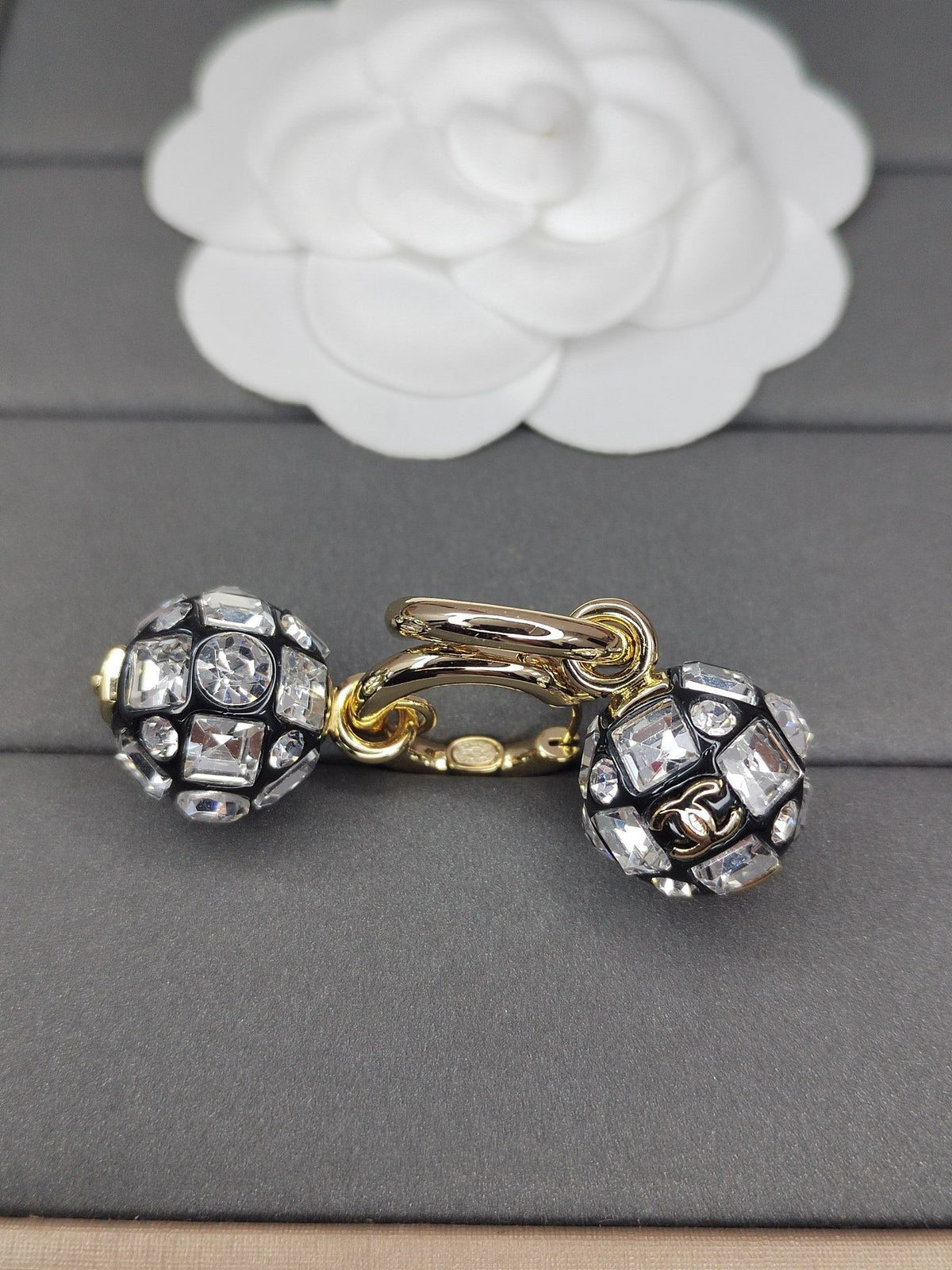 18K  Chanel Ball Crystals Earrings
