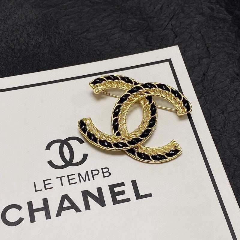 18K  Chanel Leather Gold Brooch