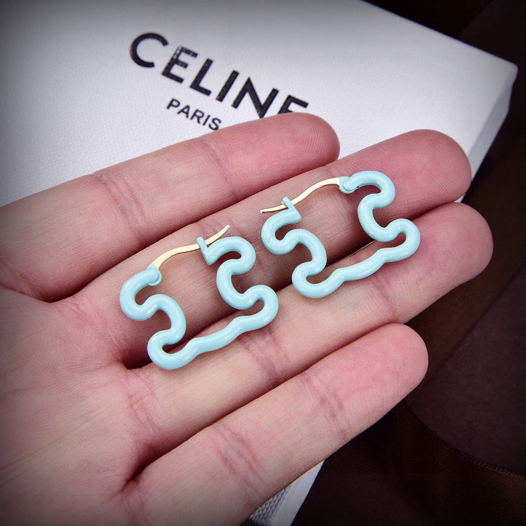 18K Celine Color Resin Earrings