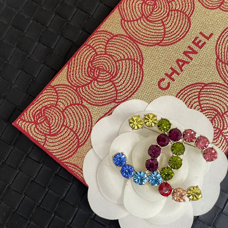 18K  Chanel Color Crystal Brooch