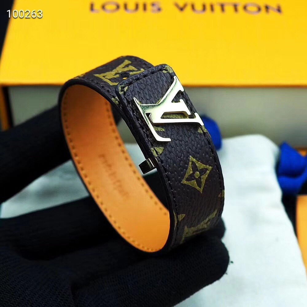 18K Louis Vuitton Leather Bracelet