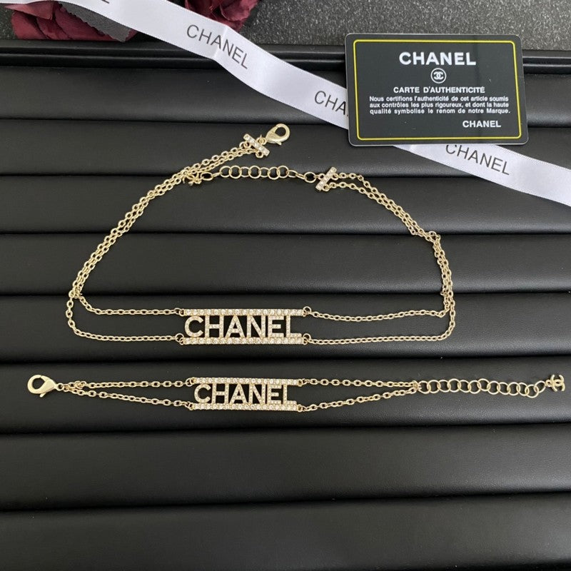 18K  Chanel Letter Diamond Choker Necklace