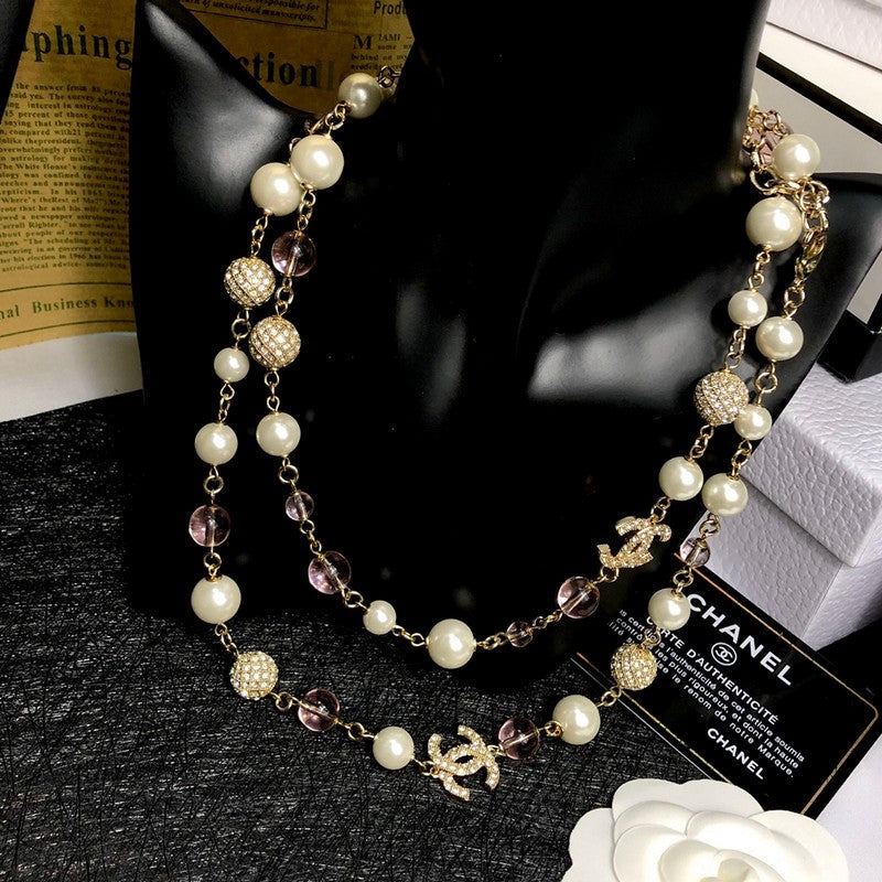 18K  Chanel Black Pearl Diamond Necklace