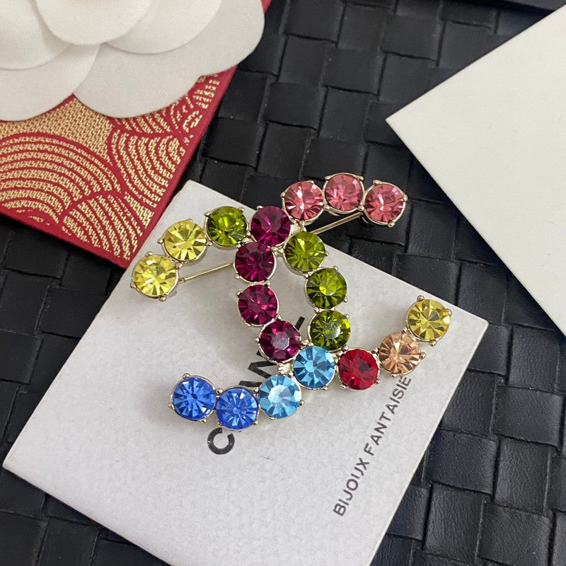 18K  Chanel Color Crystal Brooch
