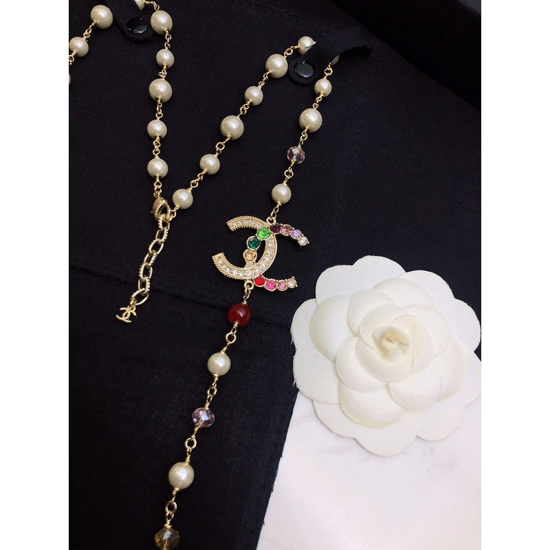 18K  Chanel Color Long Pearl Necklace
