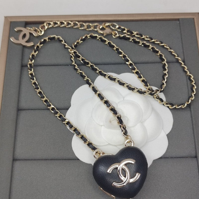 18K  Chanel Black Heart Gold Necklace