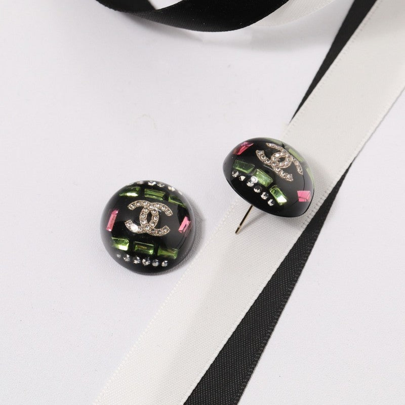 18K  Chanel Black Round Earrings