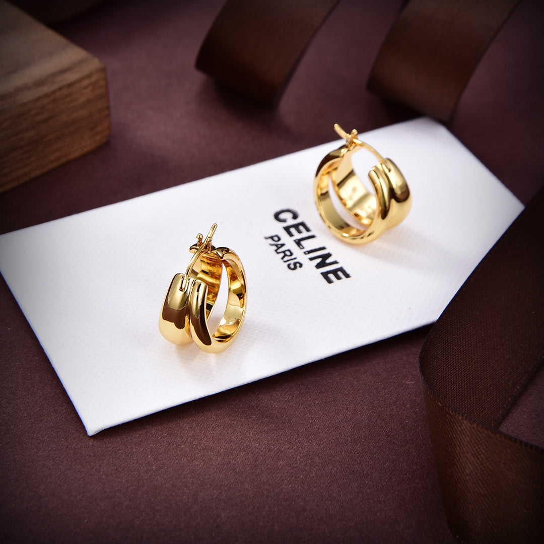 18K Celine Formes Abstraites Hoops Earrings