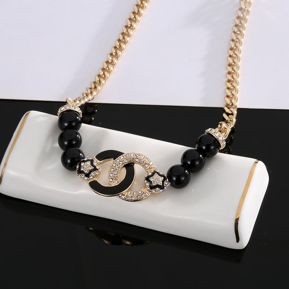 18K  Chanel Black Pearls Diamonds Necklace